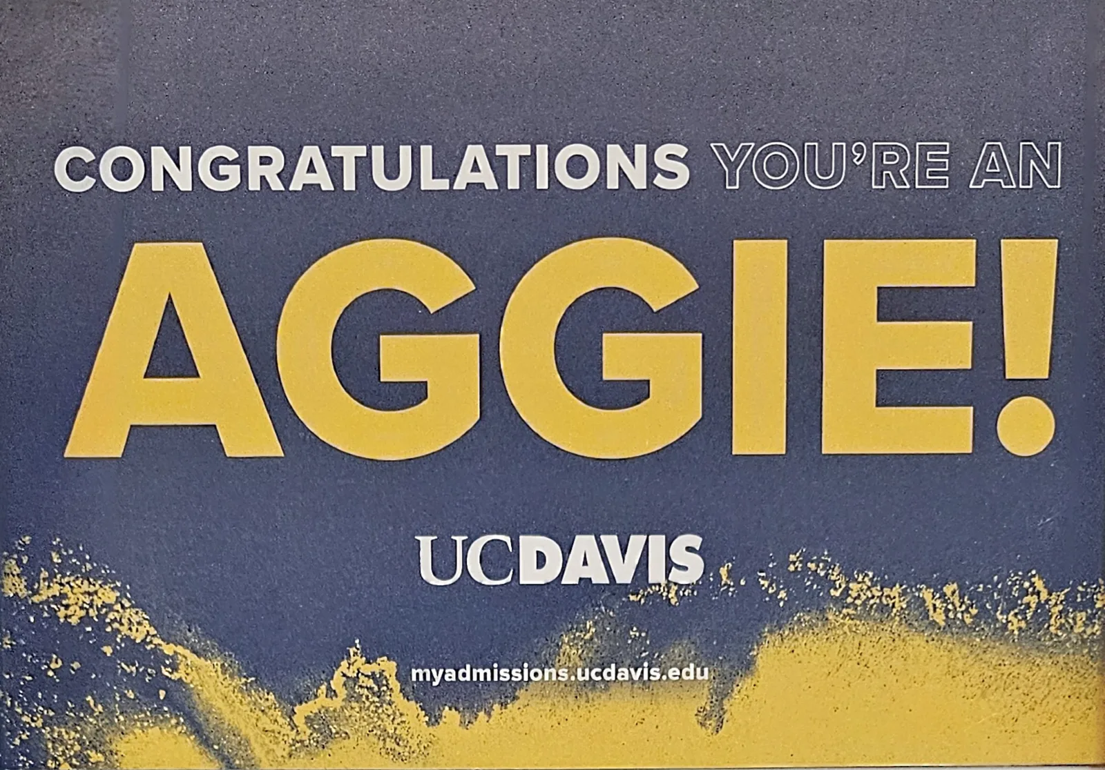 개인정보를 제거한 UC Davis 합격 통지 자료